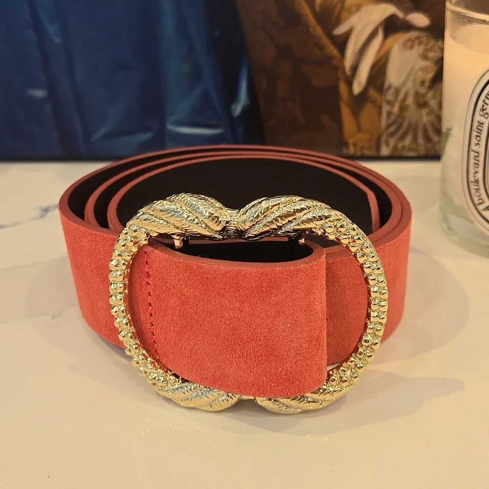 Sezane Artemis Belt, Peach, Size 80, NWT, From Paris, Comes With Floral Clutch - Picture 3 of 17